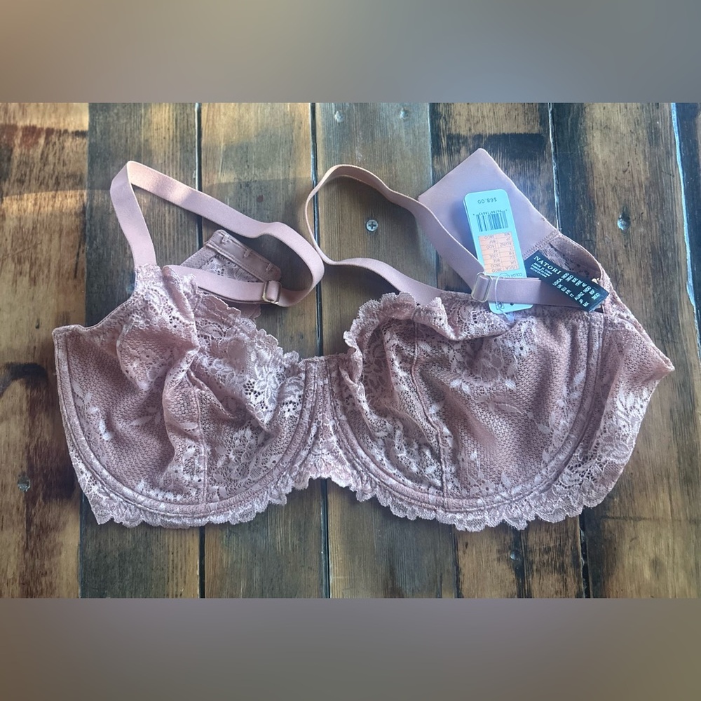 Natori Lace Underwire Bra in Dusty Rose. 38DDD. NWT.